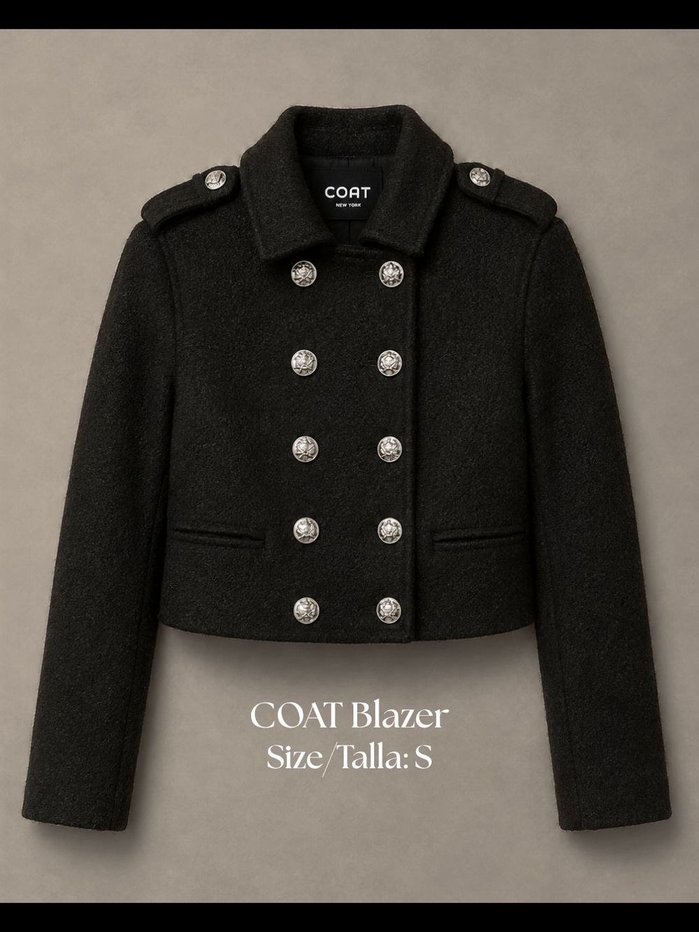 Oat New York Black Double-Breasted Military-Style Blazer